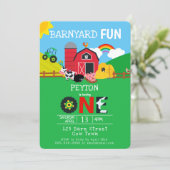 1st Birthday Farm Animals Barnyard Fun Kids Cute Invitation (Standing Front)