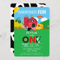 1st Birthday Farm Animals Barnyard Fun Kids Cute Invitation