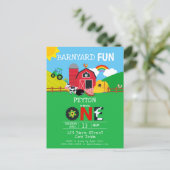 1st Birthday Farm Animals Barnyard Fun Kids Cute Invitation Postcard (Standing Front)