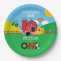 1st Birthday Farm Animals Barnyard Fun Kids Paper Plates