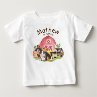 1st Birthday Farm barnyard cute animals, I’m one Baby T-Shirt