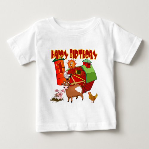 1st Birthday Farm Birthday Baby T_Shirt