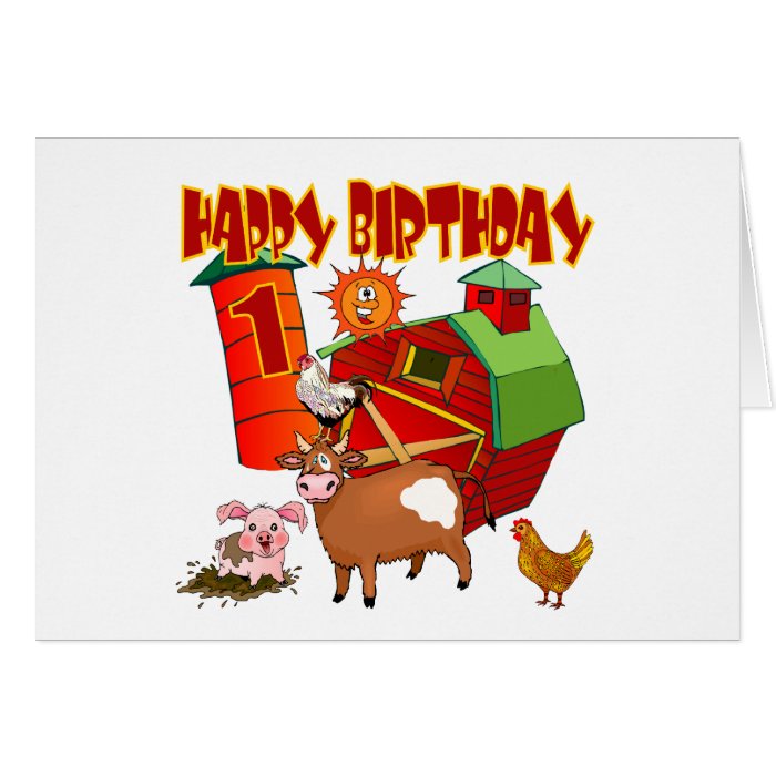 1st Birthday Farm Birthday Card