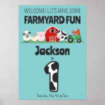 1st Birthday Farmyard Fun Welcome Birthday Poster
