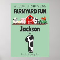 1st Birthday Farmyard Fun Welcome Birthday Poster