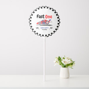1st Birthday Fast One Red Blue Race Car Balloon