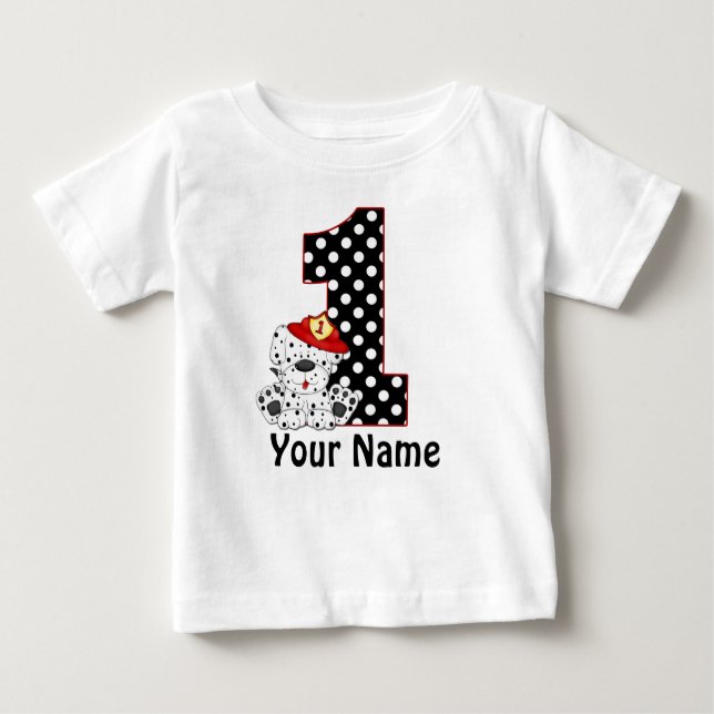 1st Birthday Fireman Dalmatian Personalized Shirt (Front)