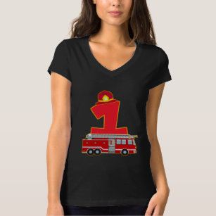 Womens Firetruck Cute Future Firefighter V-Neck T-Shirt