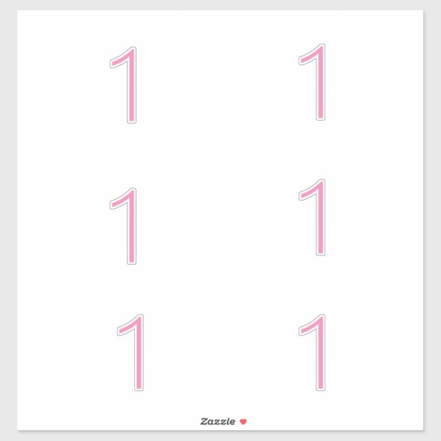 1st Birthday First Pink Number One Custom Age Cute Sticker (Sheet)