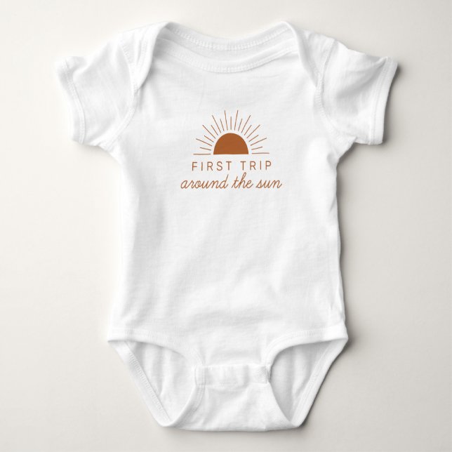 1st Birthday First Trip Around the Sun baby outfit Baby Bodysuit (Front)