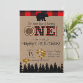 1st Birthday Flannel Little Bear Theme Birthday Invitation (Standing Front)