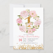 1st Birthday Floral girl Invitation Card (Front)