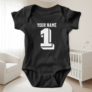1St Birthday football jersey number baby bodysuit