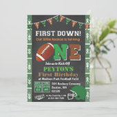 1st Birthday Football Party Chalkboard Invitation (Standing Front)