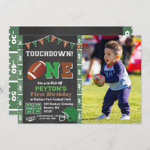 1st Birthday Football Party Chalkboard Invitation