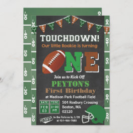 1st Birthday Football Party Chalkboard Invitation