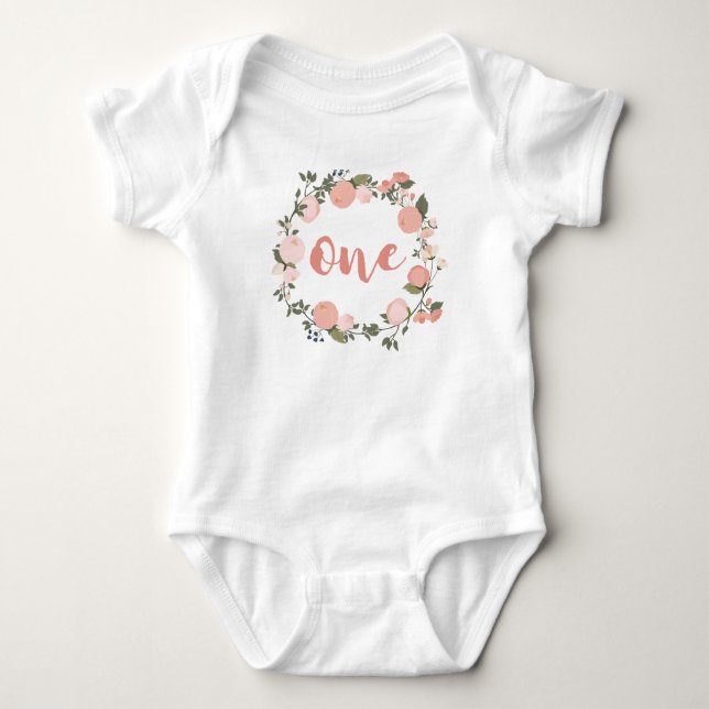 1st birthday for baby girl baby bodysuit (Front)
