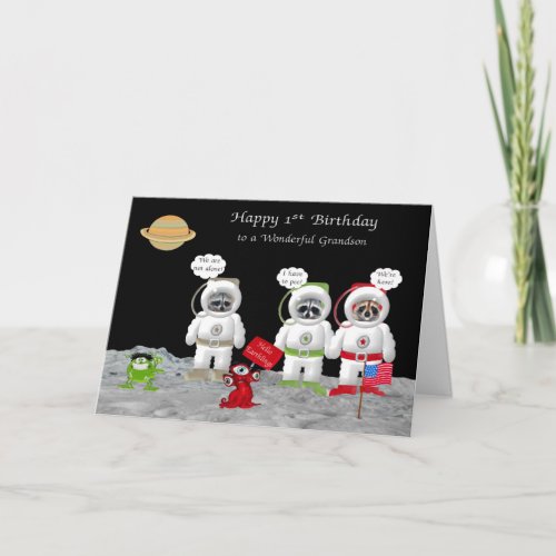 1st Birthday For Grandson Greeting Cards