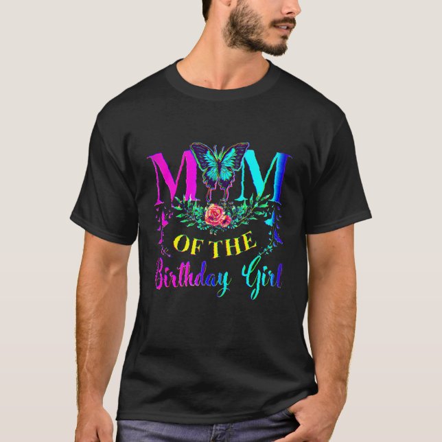 1st Birthday For Mom Matching Family Butterfly Flo T-Shirt (Front)