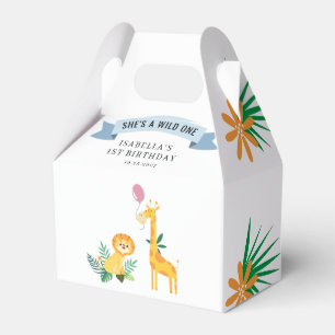 1st Birthday Forest Animals Lion Giraffe Favor Boxes