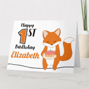1st Birthday Fox Letterpress Thank You Card