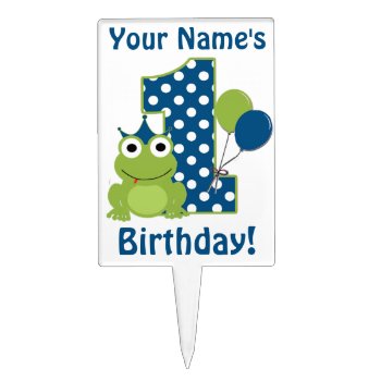 1st Birthday Frog Personalized Cake Topper by mybabytee at Zazzle