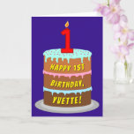 [ Thumbnail: 1st Birthday: Fun Cake and Candle + Custom Name Card ]