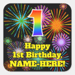 [ Thumbnail: 1st Birthday: Fun Fireworks Look, Rainbow # 1 Sticker ]