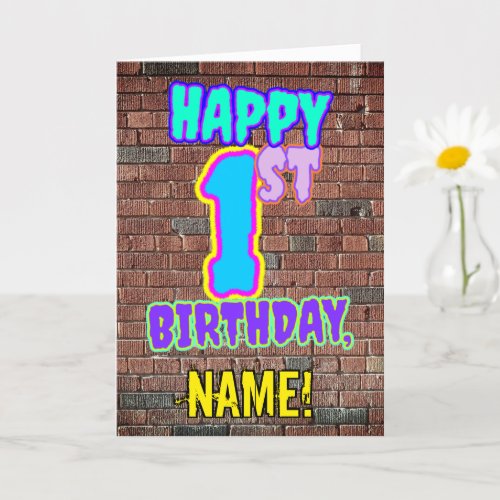1st Birthday _ Fun Urban Graffiti Inspired Look C Card