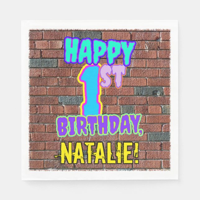 1st Birthday ~ Fun, Urban Graffiti Inspired Look Napkins (Front)