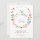 1st Birthday Garden Party Wildflower Watercolor Invitation (Front)