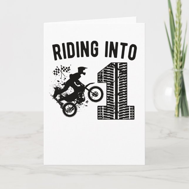 1st Birthday Gift Dirt Bike 1 Year Old Motocross Card (Front)