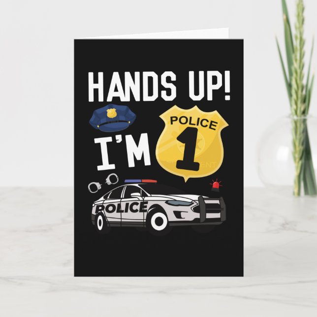 1st Birthday Gift Police Officer 1 Year Old Boy Card (Front)