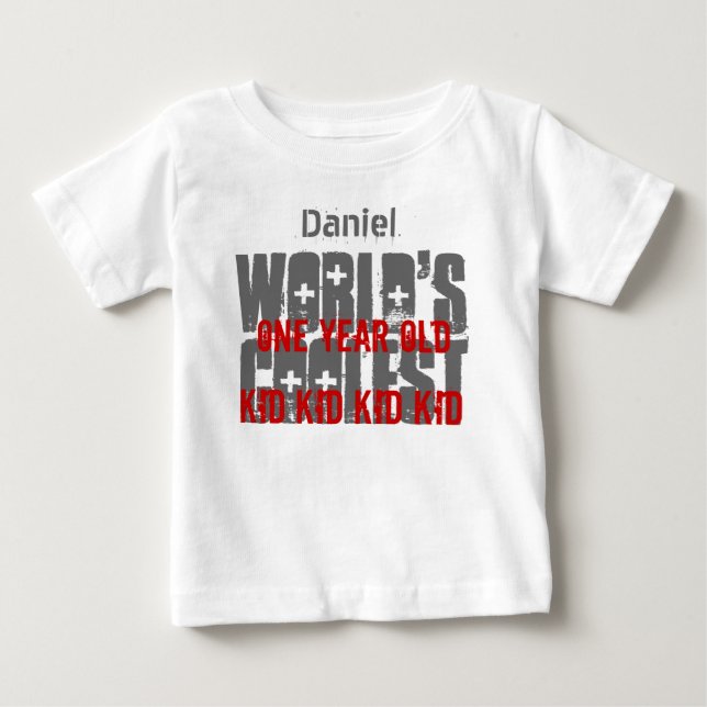 1st Birthday Gift World's Coolest 1 Year Old W01A Baby T-Shirt (Front)
