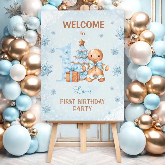 1st Birthday Gingerbread Man Boy Christmas Welcome Foam Board (1st Birthday Gingerbread Man Boy Christmas Welcome Foam Board)
