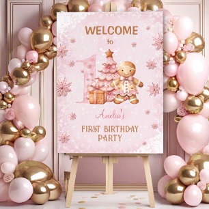 1st Birthday Gingerbread Man Girl Christmas Foam Board