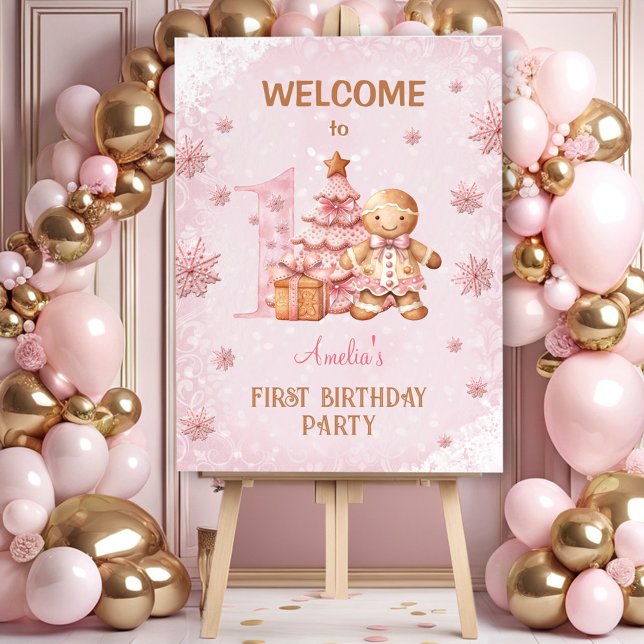1st Birthday Gingerbread Man Girl Christmas Foam Board (1st Birthday Gingerbread Man Girl Christmas Foam Board)