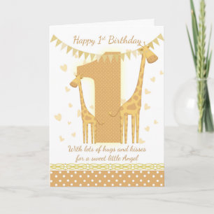1st Birthday Giraffe Card, Babys 1st Card