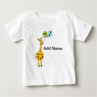 1st Birthday Giraffe with Balloons Baby T-Shirt