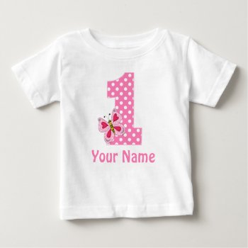 1st Birthday Girl Butterfly Personalized T Shirt by mybabytee at Zazzle
