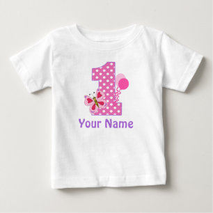1st Birthday Girl Butterfly Personalized T Shirt