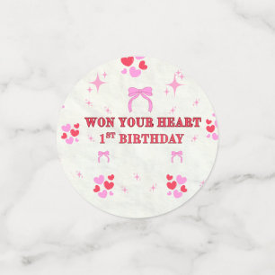  1ST BIRTHDAY GIRL HEARTS PURPLE STARS CONFETTI