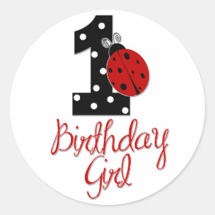 1st Birthday Girl - Lady Bug - 1 - Ladybug Classic Round Sticker