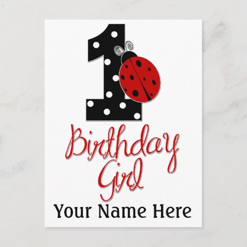 1st Birthday Girl _ Lady Bug _ 1 _ Ladybug Postcard