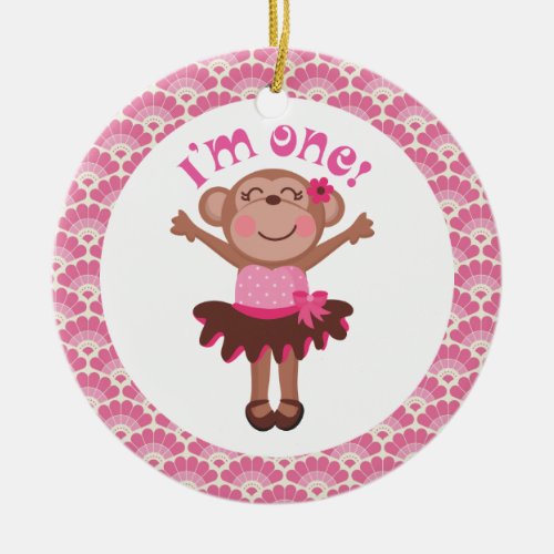 1st Birthday Girl Monkey Ornament Gift