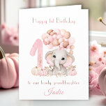1st Birthday Girl Pink Elephant Fall Pumpkin Card<br><div class="desc">Cute folded card with an adorable elephant girl,  big number one,  pumpkins and balloons in soft pink and dark beige shades for the fall 1st Birthday of a baby girl. Easily personalize this card with your own text. - Kate Eden Art</div>
