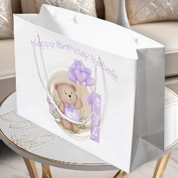 1st Birthday Girl Purple Name Gift Bag