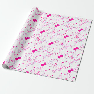 1st birthday girl theme wrapping paper