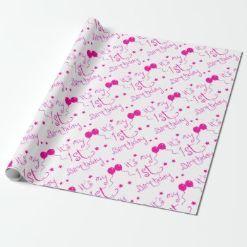 1st Birthday Girl Theme Wrapping Paper by totallypainted at Zazzle