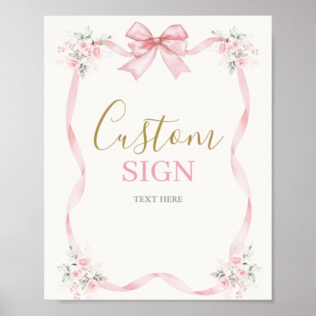 1st Birthday Girl with bow Poster (Front)